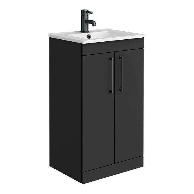 Share Highlife Selkirk 500mm Matt Black Vanity Unit & White Basin – New Boxed