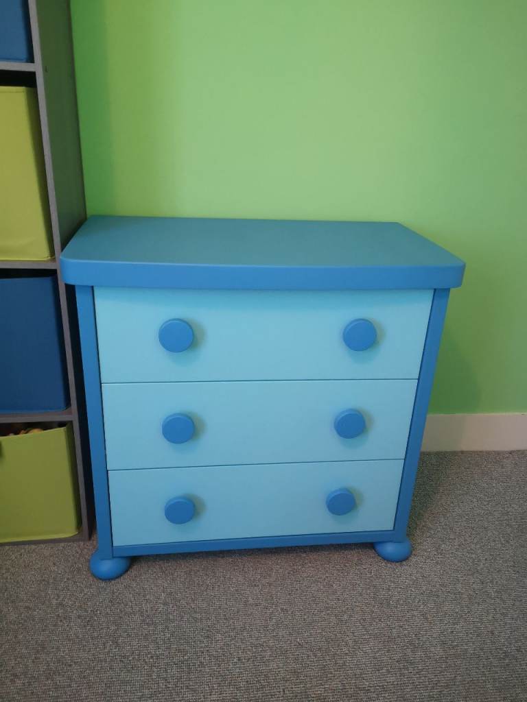 IKEA MAMMUT BLUE CHEST of DRAWERS VGC