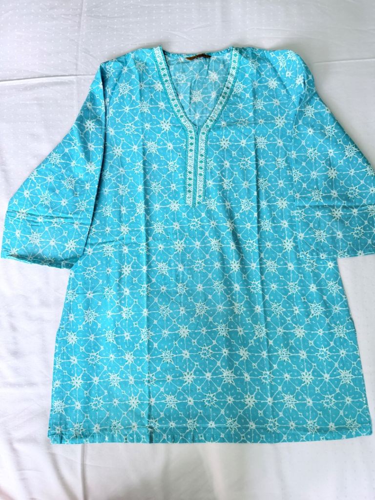 Lovely Blue Printed Kurta Top – Traditional Wear