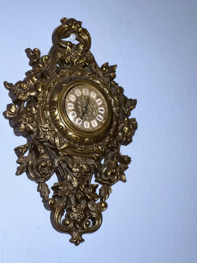 Decorative Gold Wall Clock – Good Condition