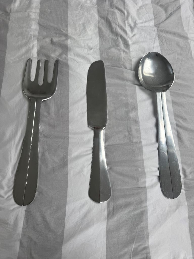 Cutlery Wall Set Decor, Silver (Knife, Fork, Spoon)