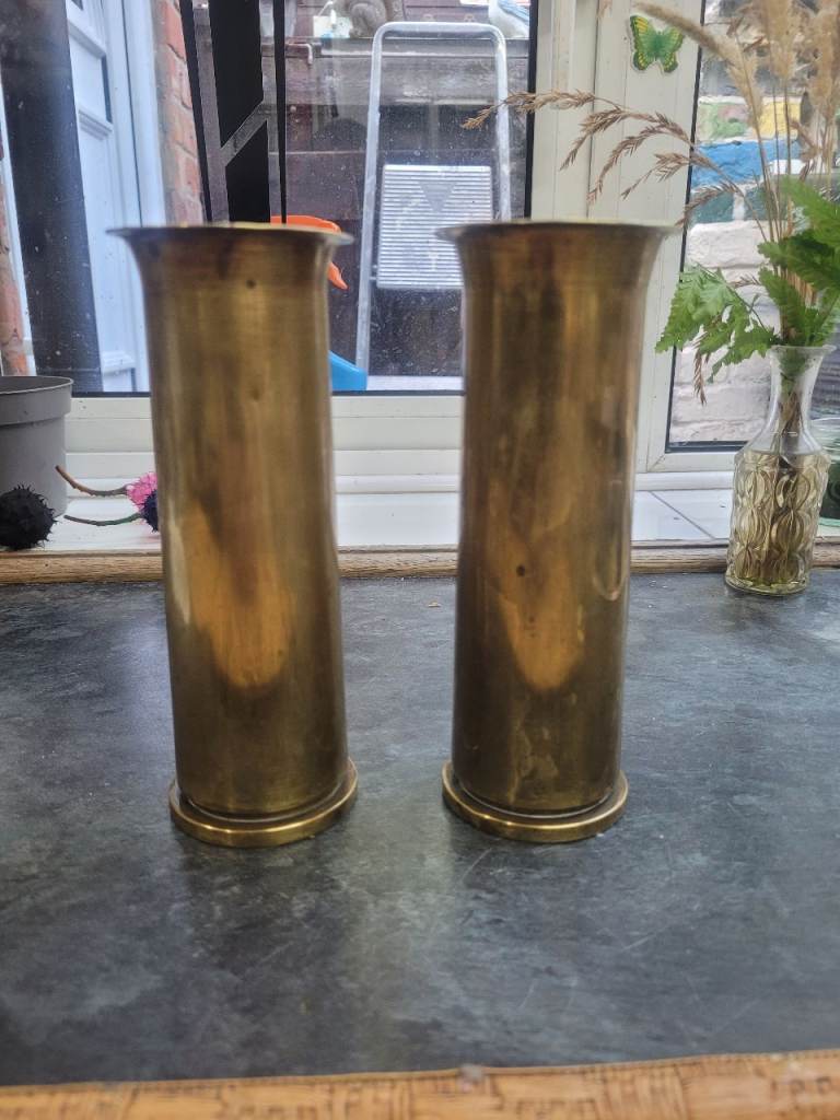 Pair of Large Brass Shell Casings – Good Condition