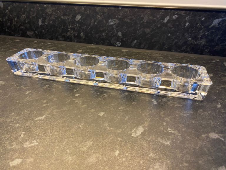 Solid Glass Block Candle Holder For 6 Tea lights