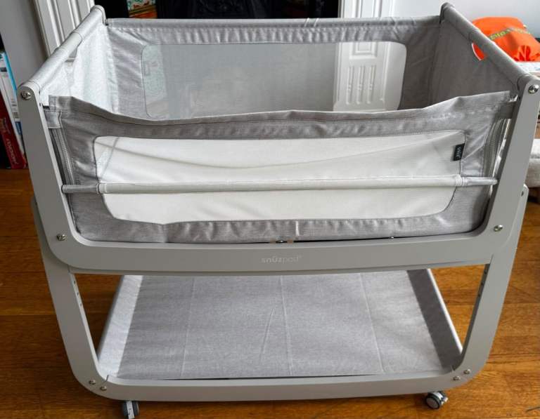 Baby Bedside Crib - Grey, Good Condition