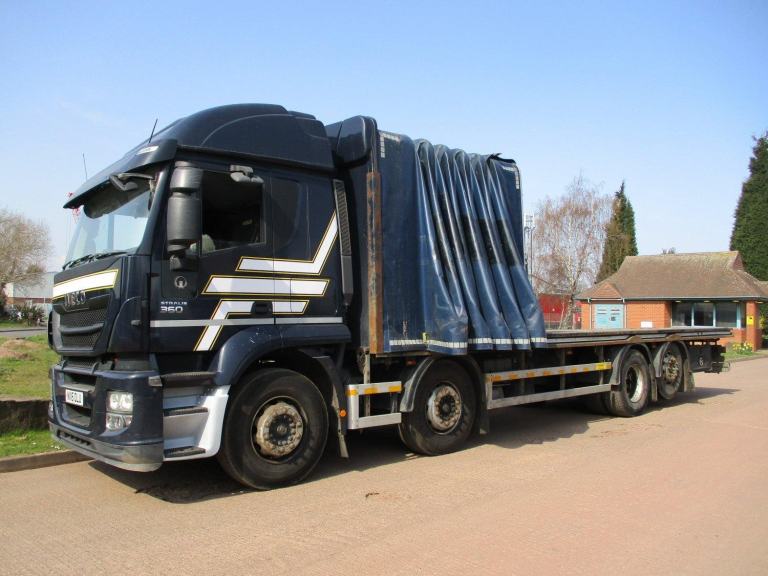 IVECO STRALIS 360 8X2 FLAT CURTAINSIDER SLIDING CANOPY