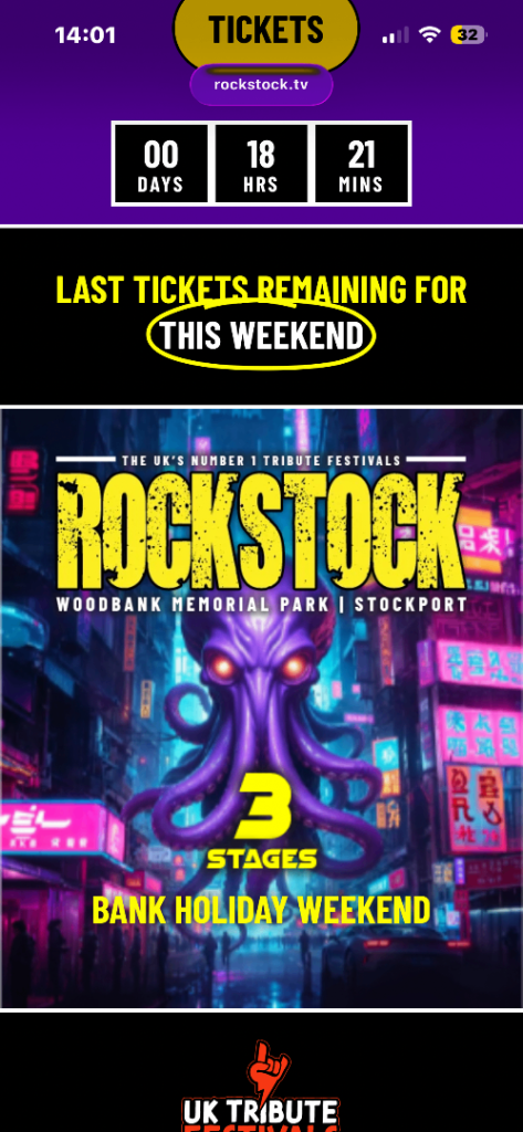 V.I.P rockstock tickets (Stockport)
