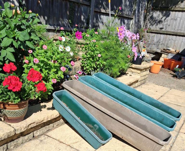 FREE. LARGE Garden Planters / Troughs – Green and Grey Plastic