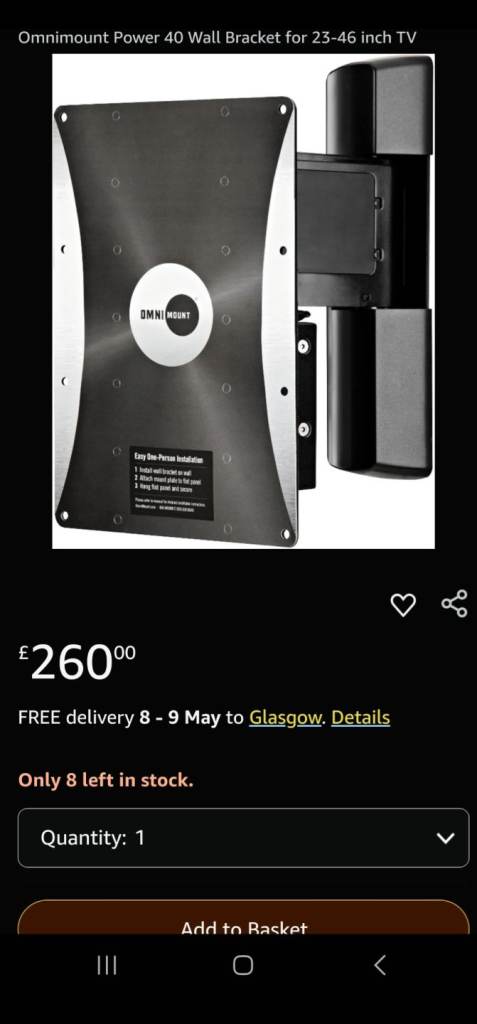 OmniMount Power40 REMOTE Controlled Motorized Tv Mount ( Wall Bracket)