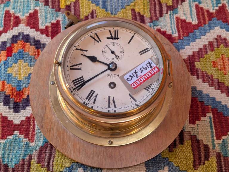 Smith 8 day ships clock, with key