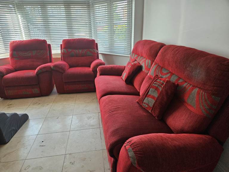 3 piece sofa set large reclainer