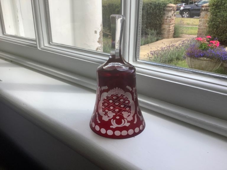 Antique cranberry glass bell 