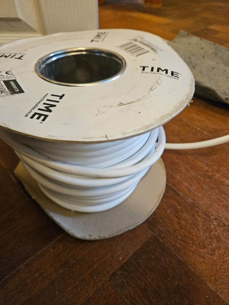 TIME 3 Core Round Flexible Cable 1.5mm² 50M – White, New