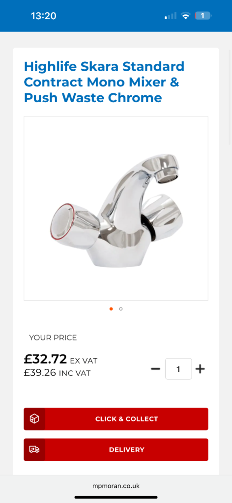 Highlife Skara Standard Contract Mono Mixer Basin Bathroom Tap - NEW