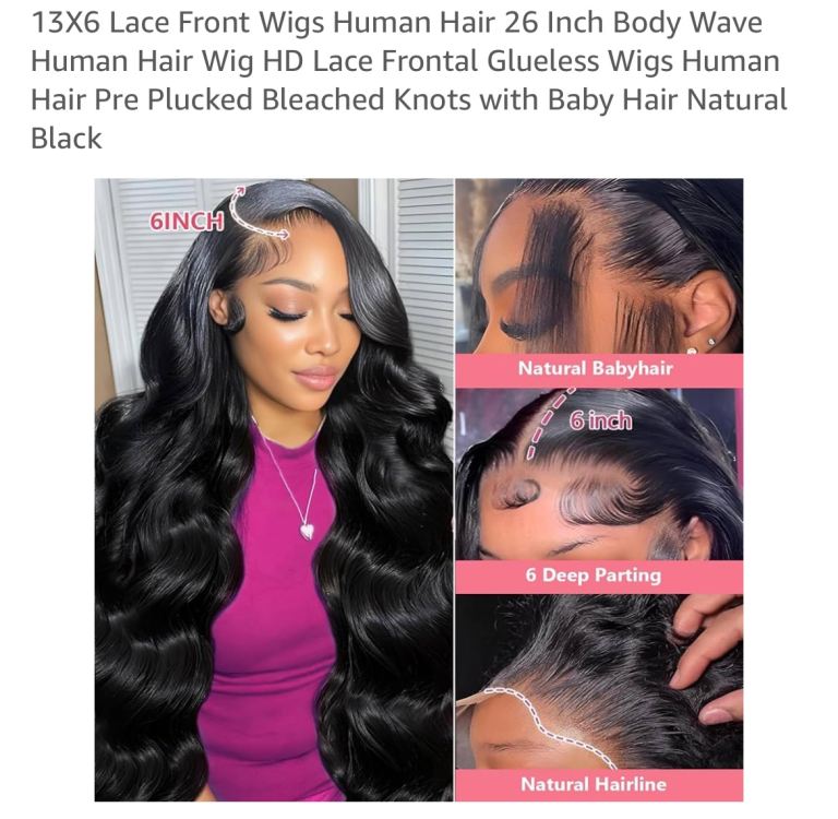 13X6 Lace Front Wigs Human Hair 26 Inch Body Wave Human