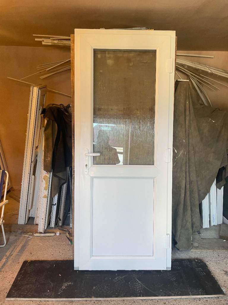 UPVC DOOR 201 x 83 cm - BEAUTIFUL UPVC DOUBLE GLAZED DOOR - OBSCURE GLASS (REF: DX204)