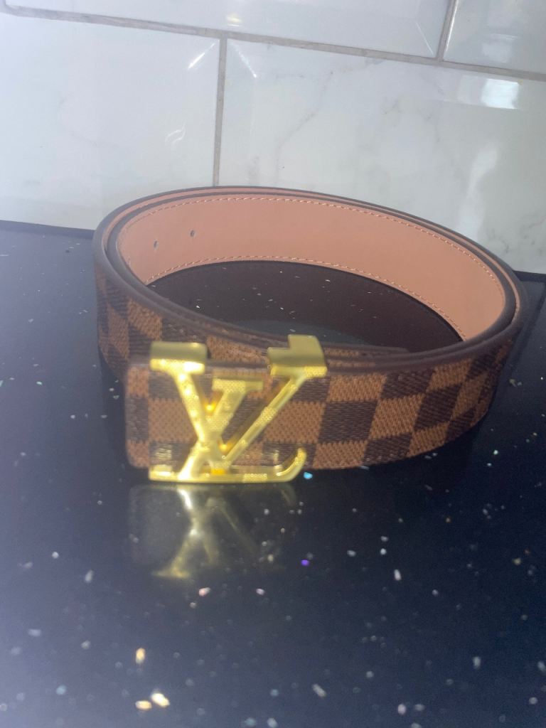 image for Louis vuilton Belt Gold Buckle Black/Brown Chequered