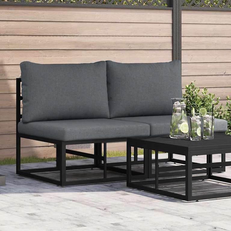 Two outdoor sofas with square table