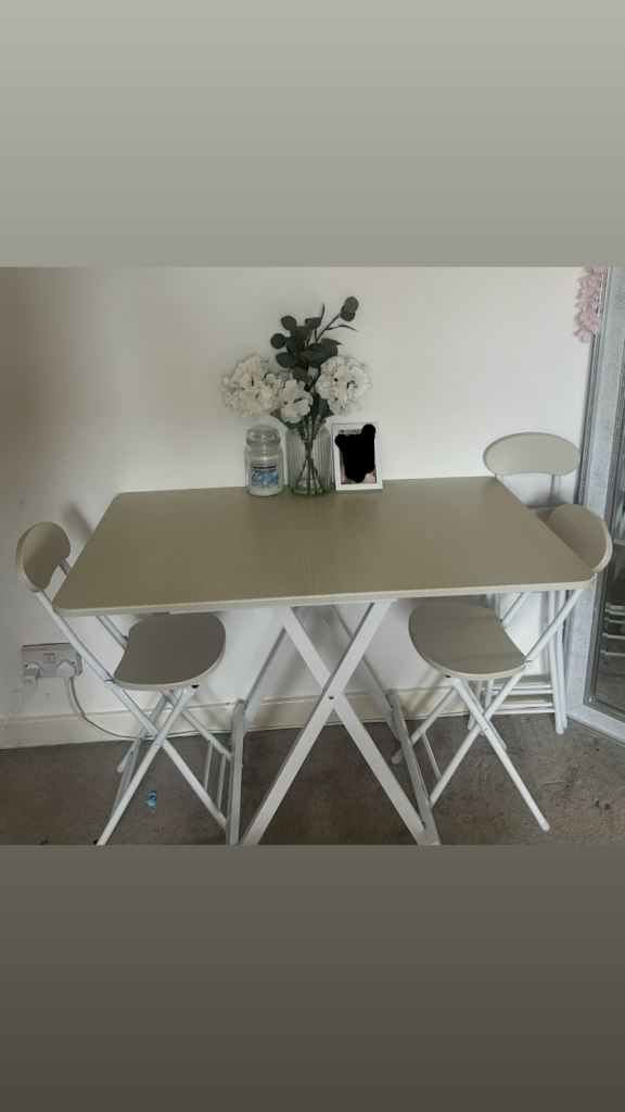 Large Folding Dining Table With 4 Chairs