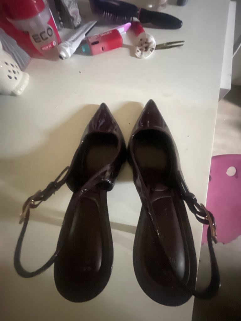 Purple/dark red Patent Leather Slingback Heels