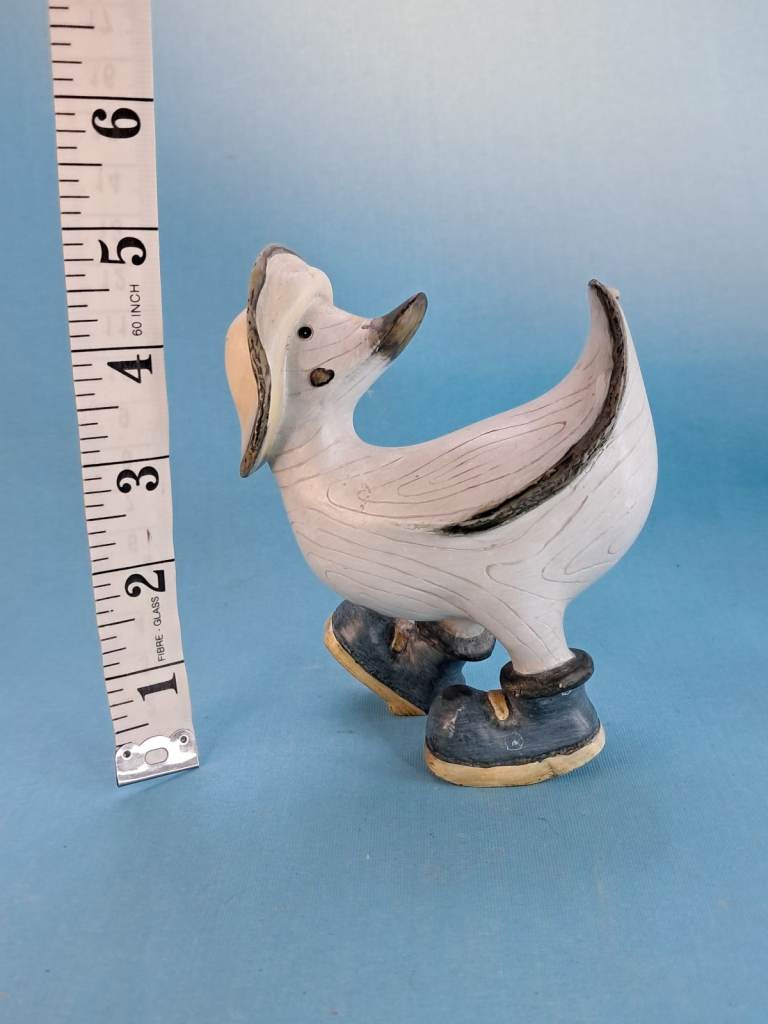 Resin Vintage  style Goose Figurine in Rain Boots Hat. Good condition. 