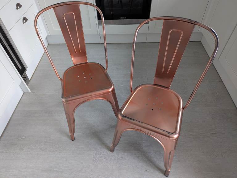 Tolix style metal dining chairs x2