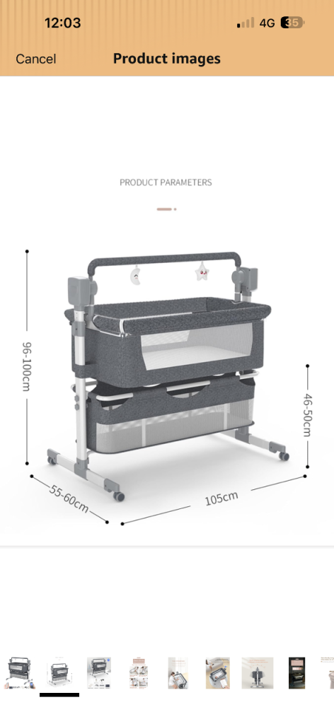 Magic ZC Electric 3 in 1 Baby Crib & Bassinet - Grey