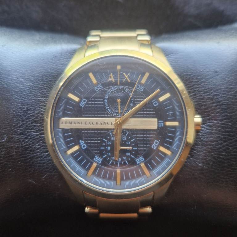 Armani Exchange AX2122 Gold Tone Black Dial Watch Working