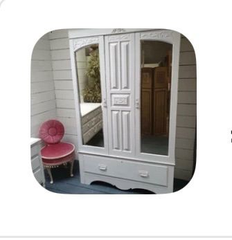 French Style Vintage Wardrobe & Dressing Table - Matching Set