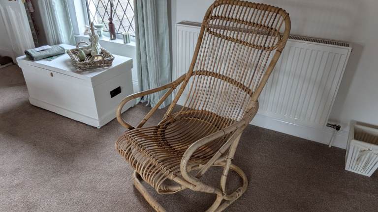 Vintage cane chair. 1970s.