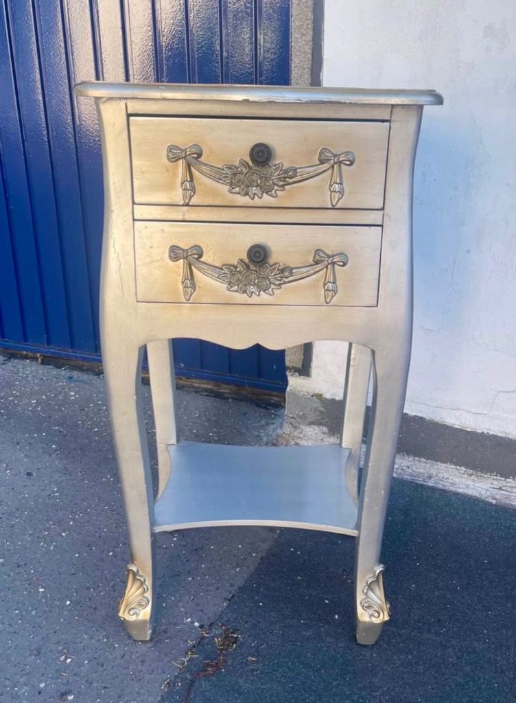 Vintage style silver bedside unit