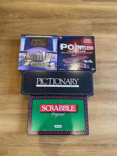 Board Games - Family Fortunes, Pointless, Pictionary, Scrabble