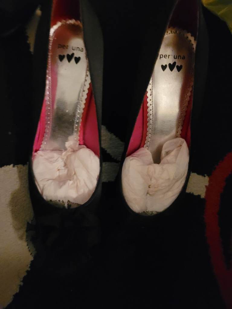 Black high heel shoes