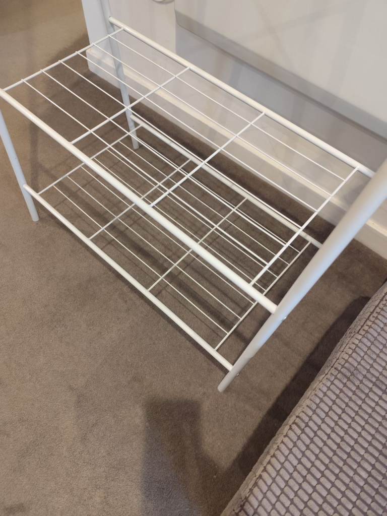 White Metal Clothes Rail with Shoe Rack - Good Condition, £20.00 for Sale