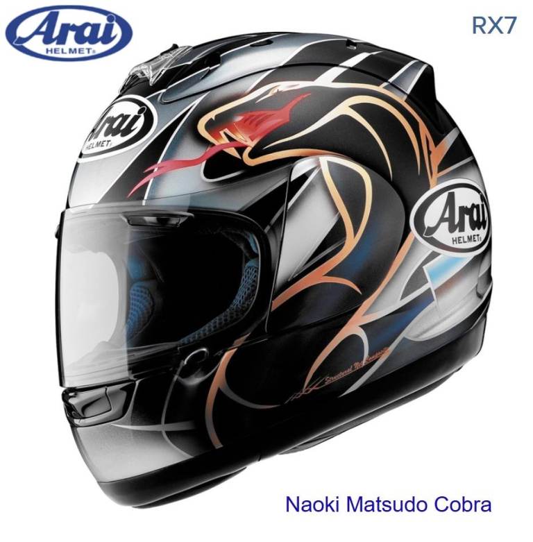 RARE COLLECTORS ITEM - #ARAI RX-7 MOTORCYCLE HELMET - NAOKI MATSUDO COBRA