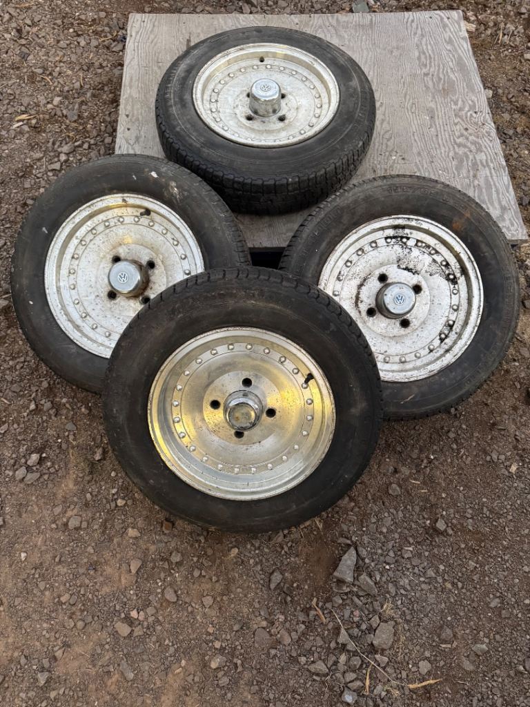 Set of Alloys and Okay Tyres for 4 Stud Classic VW Beetle Hot Rod