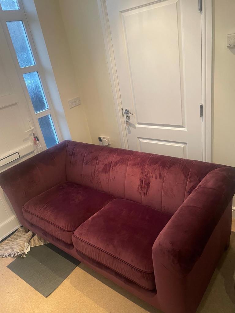 FREE Purple Velvet Two-Seater Sofa – Good Condition