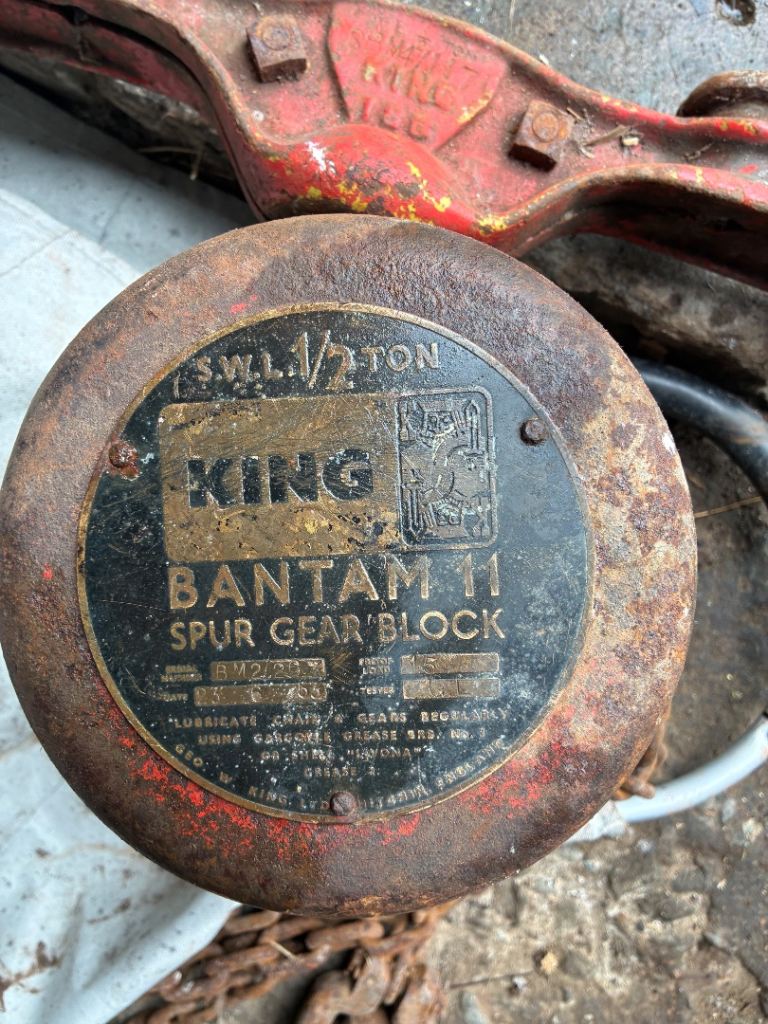 Vintage KING BANTAM 11 Spur Gear Block Hoist - 1/2 Ton
