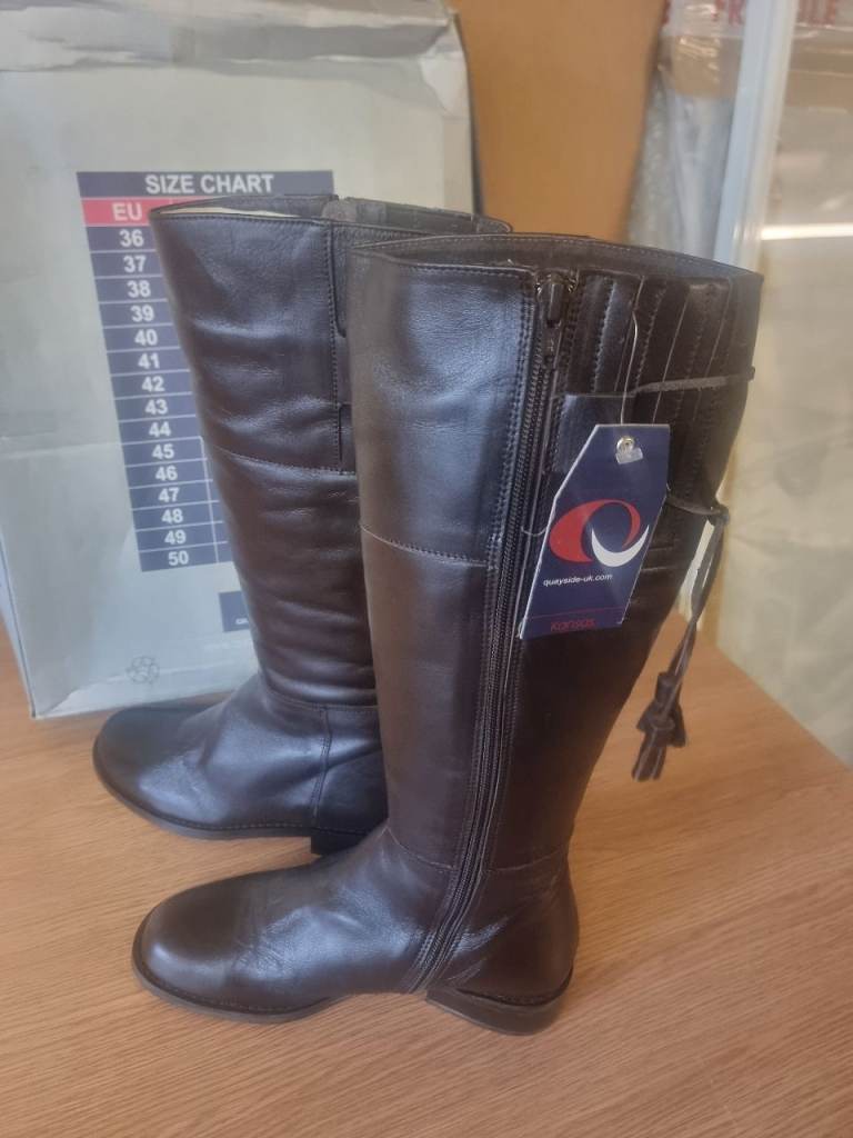 New Womans Quayside Brown Leather Kneehigh Kansas Tassle Boots UK3 1/2