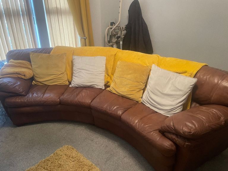 curved leather sofa 