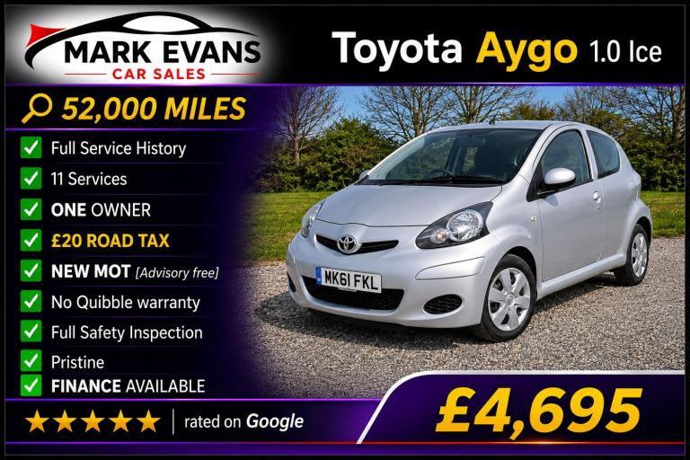 2011 Toyota AYGO 1.0 VVT-i Ice 3dr HATCHBACK Petrol Manual
