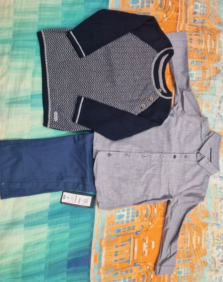 M&S Boys shirt and trouser with knitted top