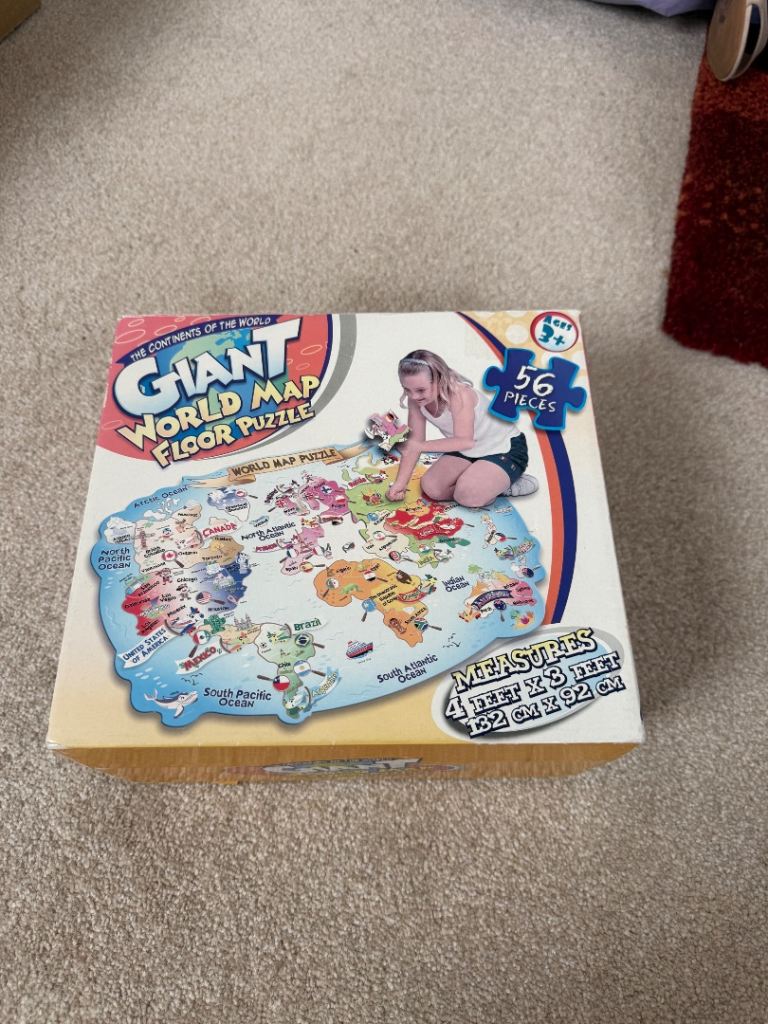 Giant World Map Floor Puzzle – 56 Pieces, in Box