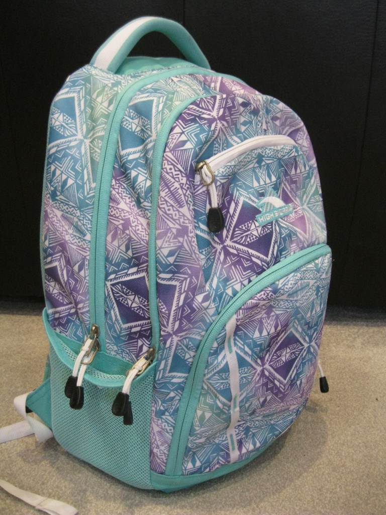 High Sierra RipRap Everyday Backpack - Greens, Purple, White-Excellent Condition