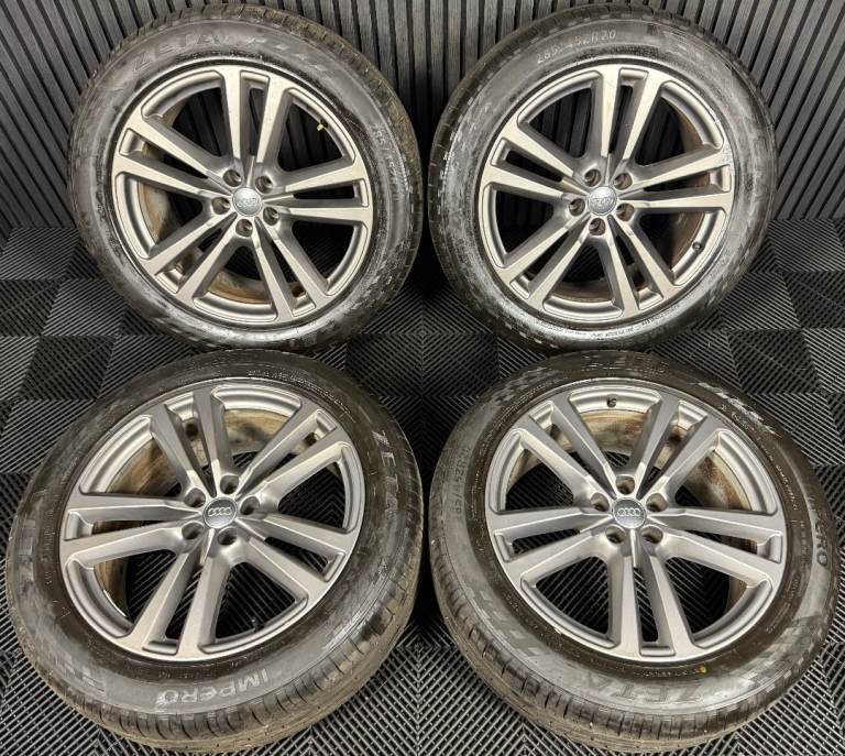 20'' GENUINE AUDI Q7 S LINE 5 DOUBLE SPOKE GREY ALLOY WHEELS ALLOYS TYRES TOUAREG