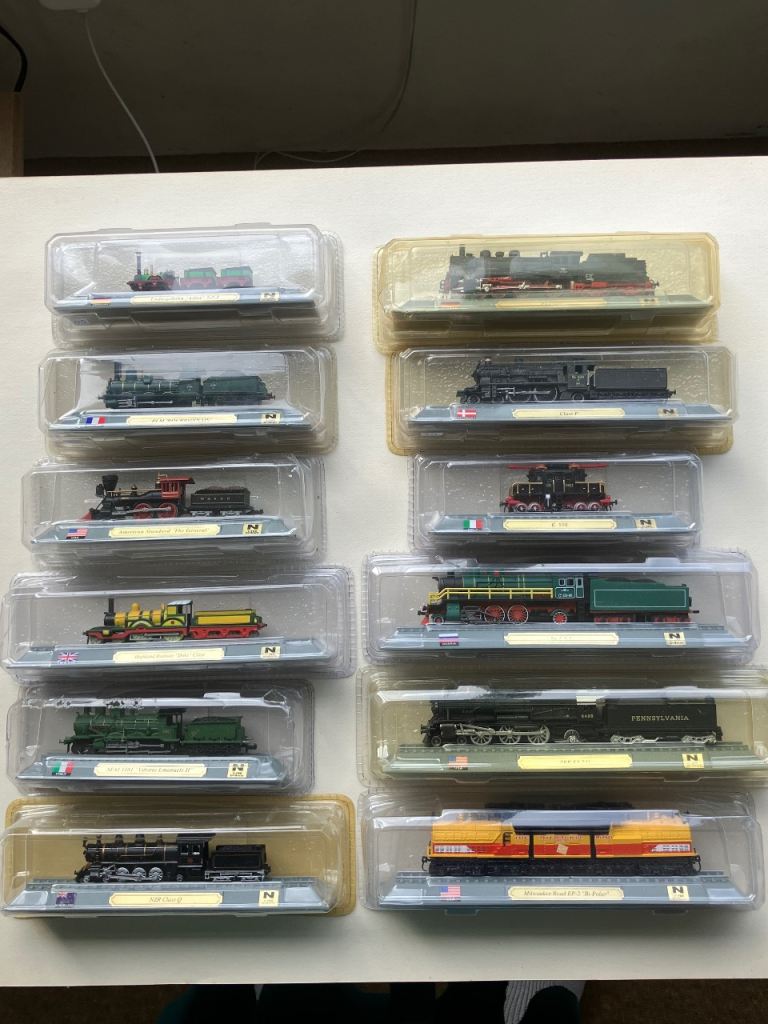 12 Del Prado Steam locomotives N gauge 1:160 manufactured between 1835-1919