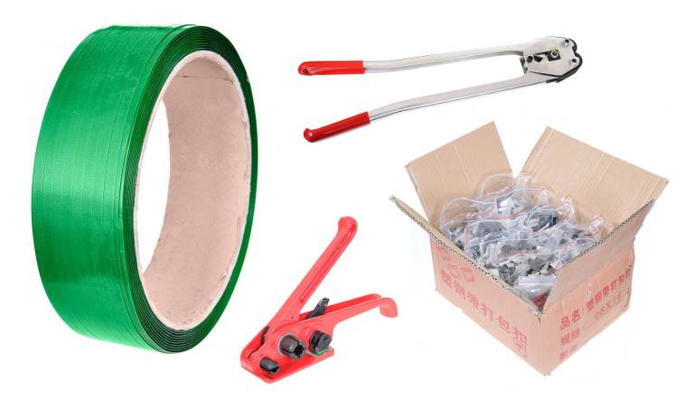 Heavy Duty Pallet Banding Strapping Kit 12mm Wide Strong Roll Between 600-650 Clip Seals