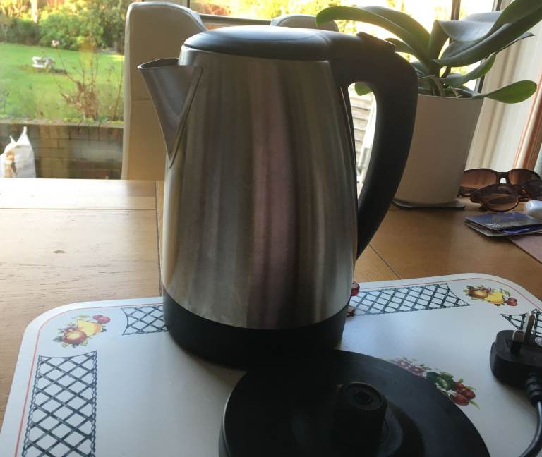 Kettle- Stainless Steel - Silver and Black - Sainsbury's - Like New - with stand