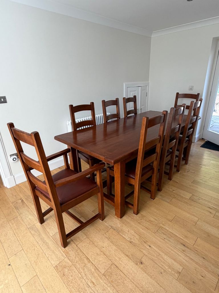 SALE - Large Wooden Dining Table and 8 Chairs – Good Condition 