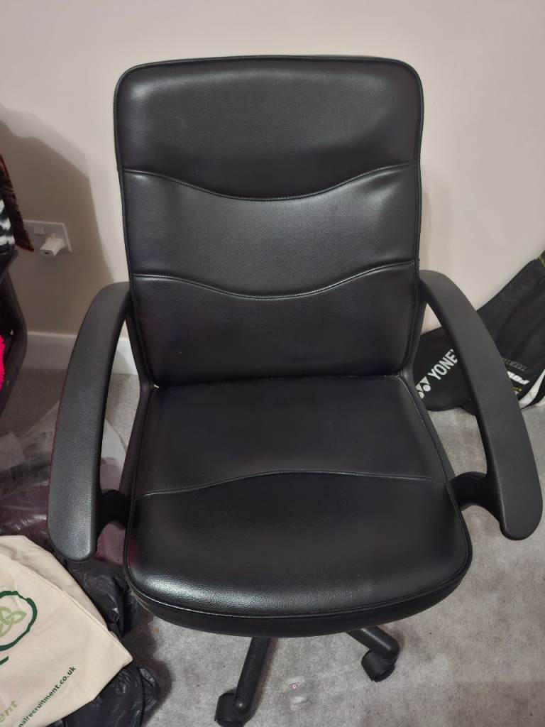 image for 2 x Luxury swivel & recline office chairs, height adjustable - like new