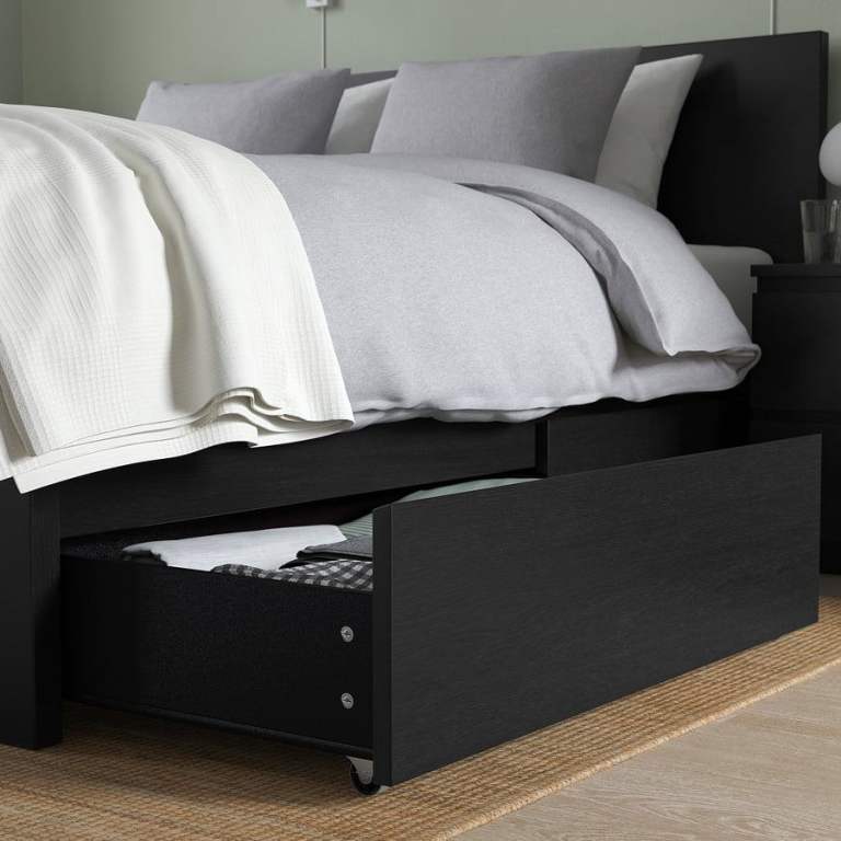 2 IKEA malm Bed storage box for high bed king size frame black ash